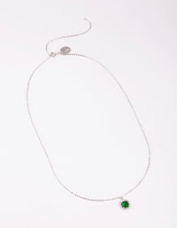 Silver Cubic Zirconia Cushion Cut Surrounded Necklace - link has visual effect only