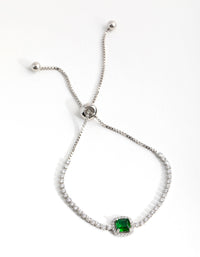 Silver Cubic Zirconia Square Halo Toggle Tennis Bracelet - link has visual effect only