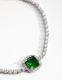 Silver Cubic Zirconia Square Halo Toggle Tennis Bracelet - link has visual effect only