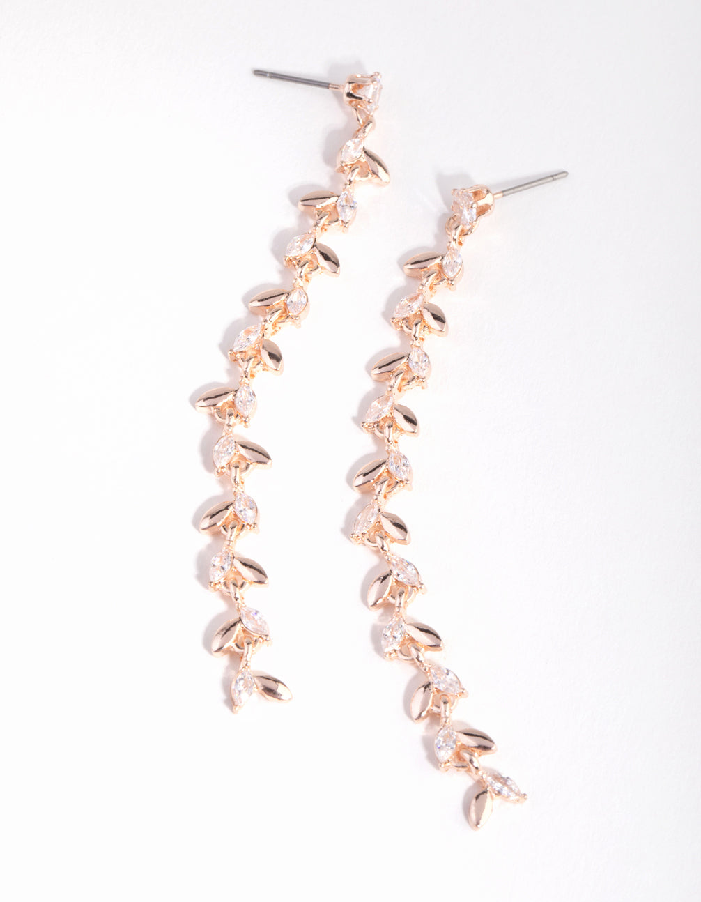 Rose Gold Cubic Zirconia Laurel Drop Earrings