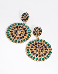 Gold Multi Flower Jewel Earrings - link has visual effect only