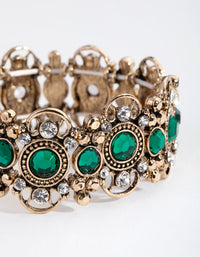 Antique Gold Filigree Stone Stretch Bracelet - link has visual effect only