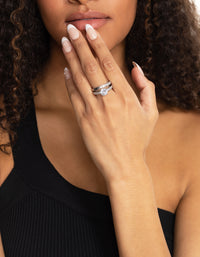 Silver Diamond Simulant Engagement & Wedding Pack Rings - link has visual effect only