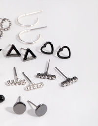 Mixed Metal Geometric Shapes Earring 12-Pack - link has visual effect only