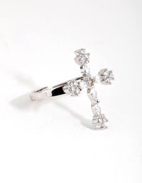 Silver Diamante Cross Ring - link has visual effect only