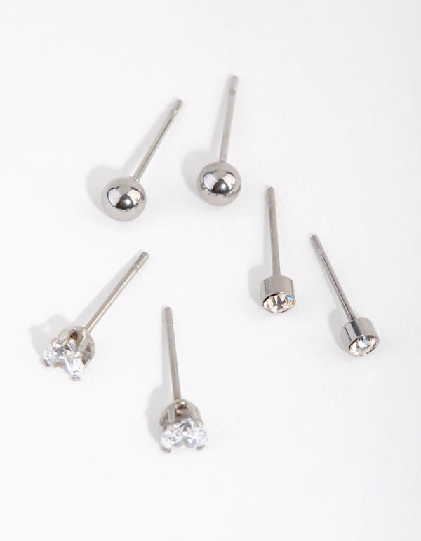 Surgical Steel Love Stud Pack Earrings