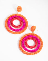 Beaded Triple Circle Drop Earrings - link has visual effect only