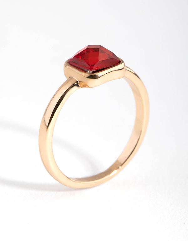 Gold Cushion Ruby Stone Ring