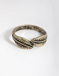 Antique Gold Two Sided Leaf Ring - link has visual effect only