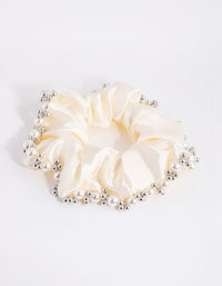 Embellished Cream Satin Scrunchie - link has visual effect only