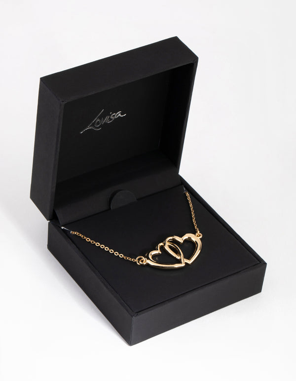 Gold Twin Hearts Necklace