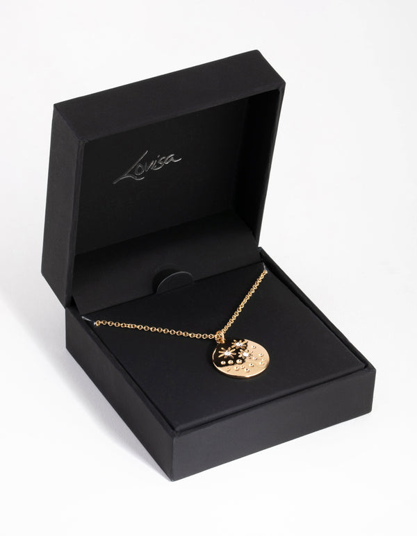 Gold Star Disc Necklace
