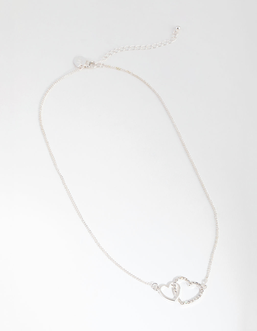 Silver Diamante Linked Heart Necklace