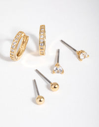18ct Gold Plated April Cubic Zirconia Earring Pack - link has visual effect only