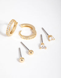 18ct Gold Plated April Cubic Zirconia Earring Pack - link has visual effect only