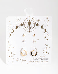 18ct Gold Plated April Cubic Zirconia Earring Pack - link has visual effect only