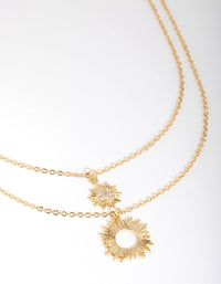 18ct Gold Plated Cubic Zirconia Starburst Necklace Set - link has visual effect only