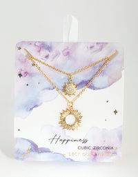 18ct Gold Plated Cubic Zirconia Starburst Necklace Set - link has visual effect only