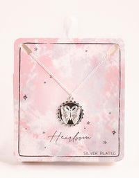Silver Plated Butterfly Coin Necklace - link has visual effect only