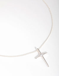 Silver Plated Cubic Zirconia Fine Cross Necklace - link has visual effect only