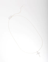 Silver Plated Cubic Zirconia Fine Cross Necklace - link has visual effect only