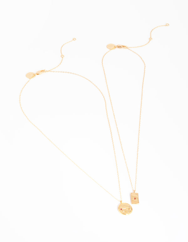 18ct Gold Plated Cubic Zirconia Capricorn Necklace Set