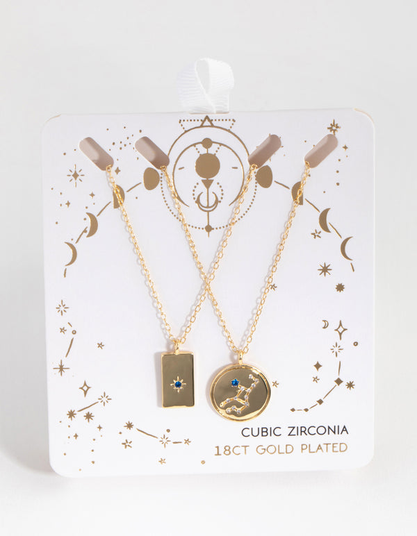 18ct Gold Plated Cubic Zirconia Virgo Necklace Set
