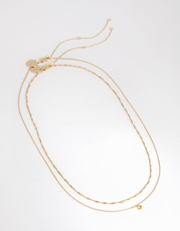 18ct Gold Plated Cubic Zirconia November Topaz Necklace Set