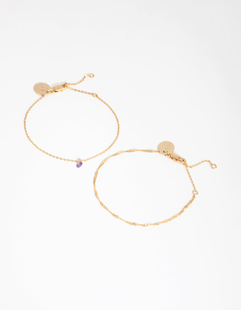 18ct Gold Plated February Amethyst Cubic Zirconia Bracelet Set