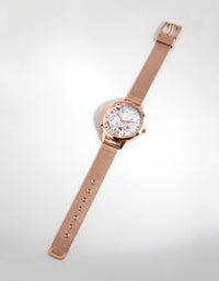 Rose Gold Romantic Flower Mesh Strap Watch - link has visual effect only