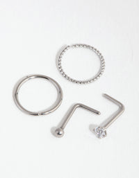 Surgical Steel Diamante Twist Nose Ring 4-Pack - link has visual effect only