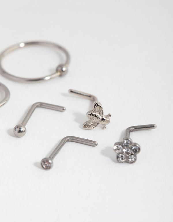 Surgical Steel Flower & Bee Nose 6-Pack