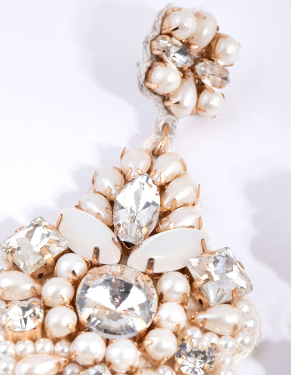 Statement Diamante & Pearl Teardrop Earrings