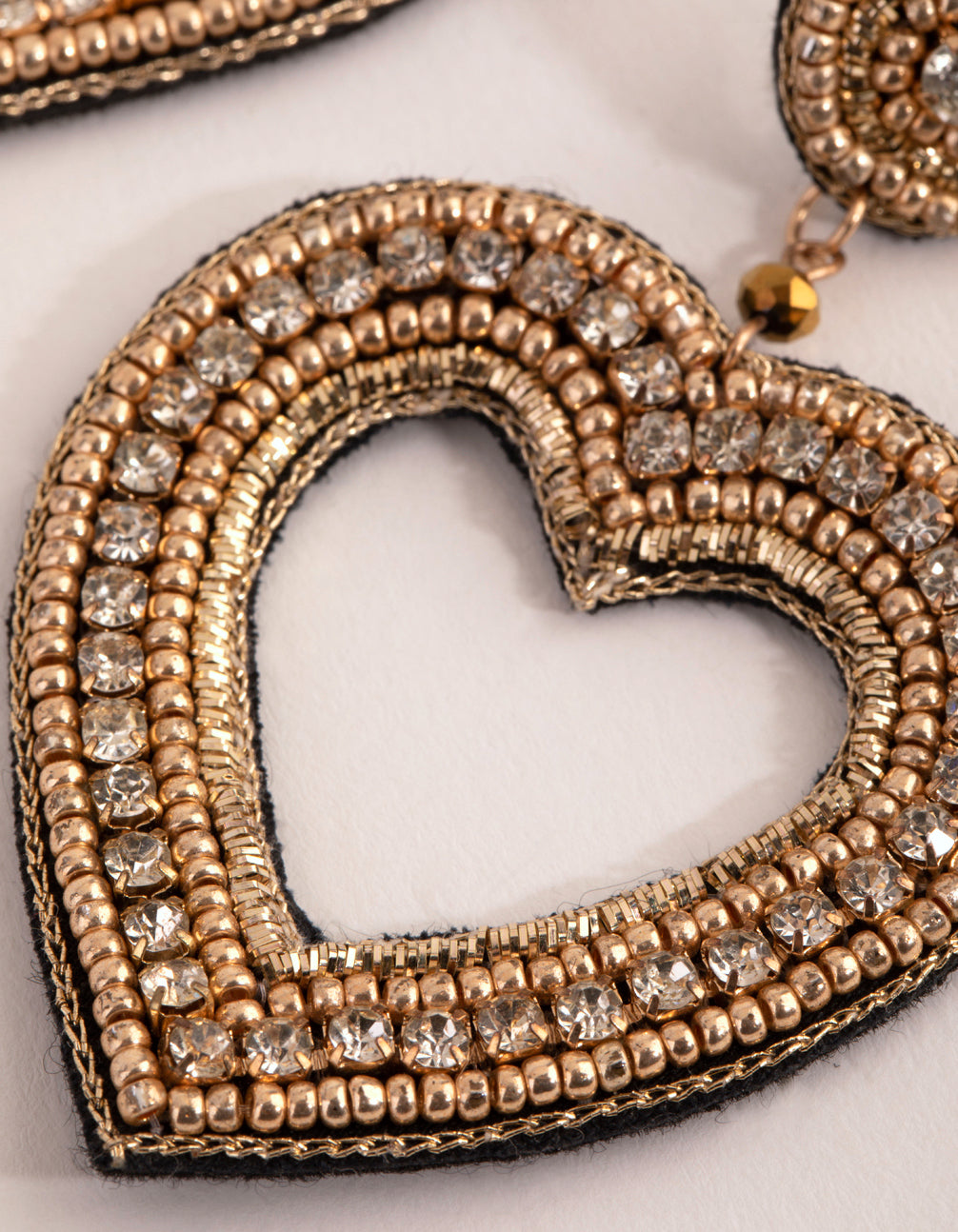 Seed Bead Heart Drop Earrings