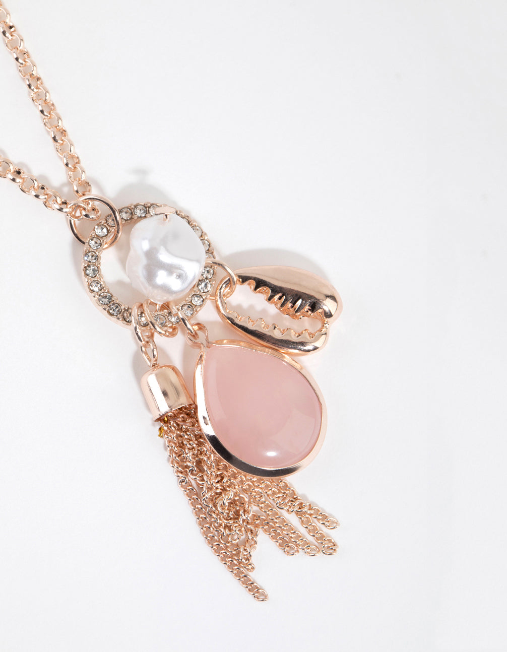 Rose Gold Disc & Charm Necklace