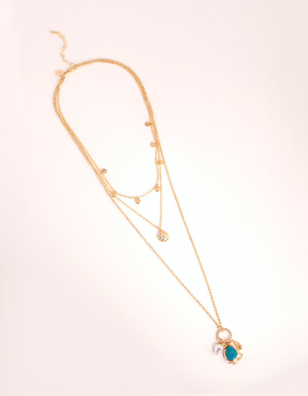 Gold Disc & Charm Layered Necklace