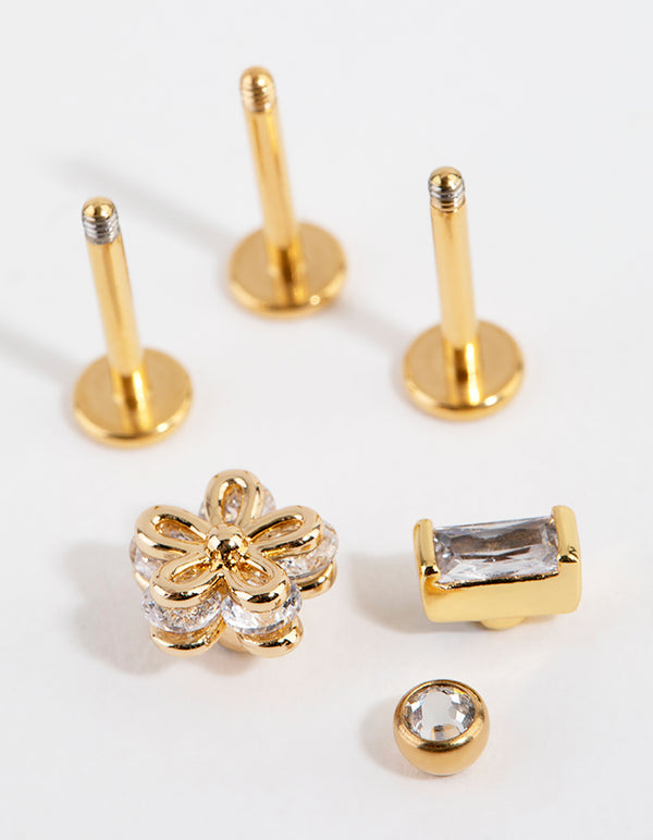 Gold Titanium Flower Flat Back Pack