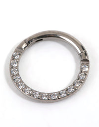 Titanium Cubic Zirconia Clicker Ring - link has visual effect only