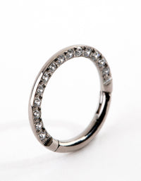 Titanium Cubic Zirconia Clicker Ring - link has visual effect only