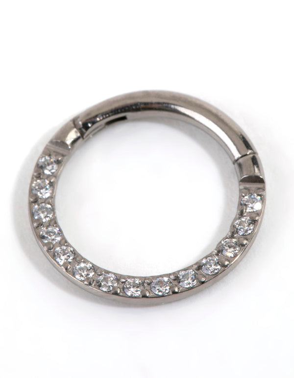 Titanium Cubic Zirconia Clicker Ring