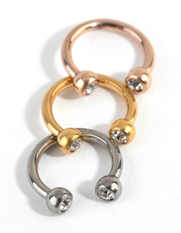 Mixed Metal Titanium Horse Shoe Earring Pack