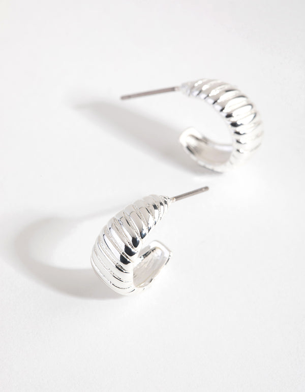 Silver Plated Mini Swirl Hoop Earrings
