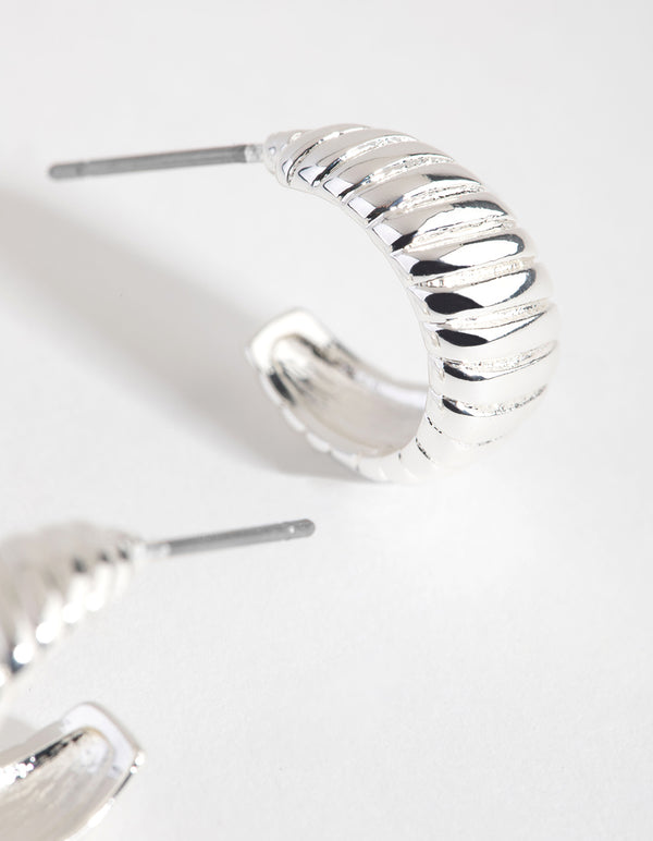 Silver Plated Mini Swirl Hoop Earrings