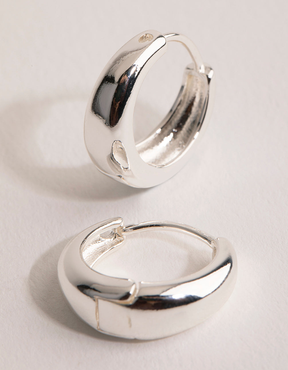 Silver Plain Chubby Huggie Earrings