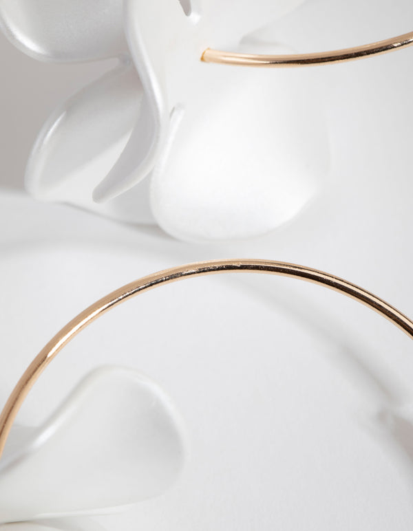 Gold Pearlised White Flower Hoop Earrings