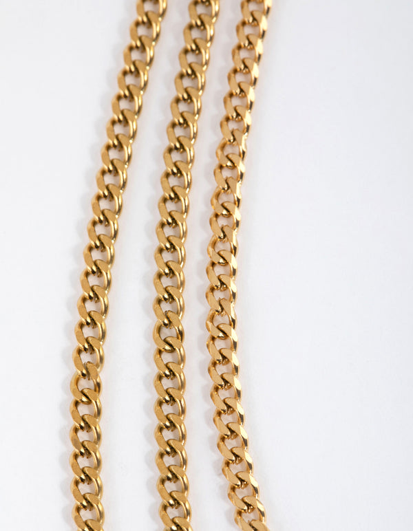 Gold Plated Surgical Steel Layered Curb Necklace