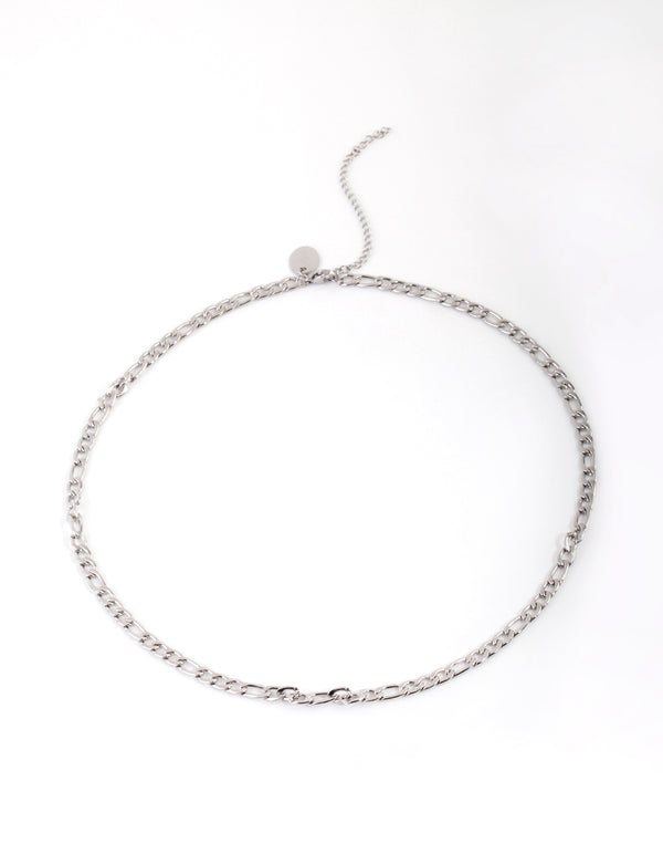 Rhodium Surgical Steel Figaro Necklace
