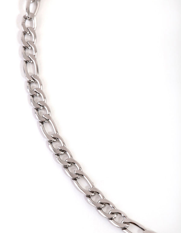 Rhodium Surgical Steel Figaro Necklace