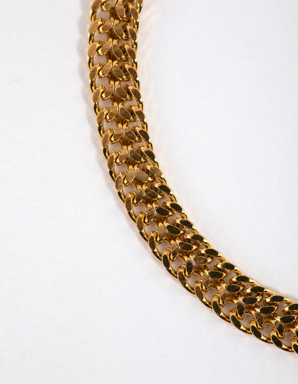 Gold Plated Surgical Steel Fancy Curb Chain Bracelet