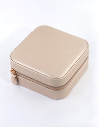 Gold Smooth Faux Leather Square Jewellery Box - link has visual effect only
